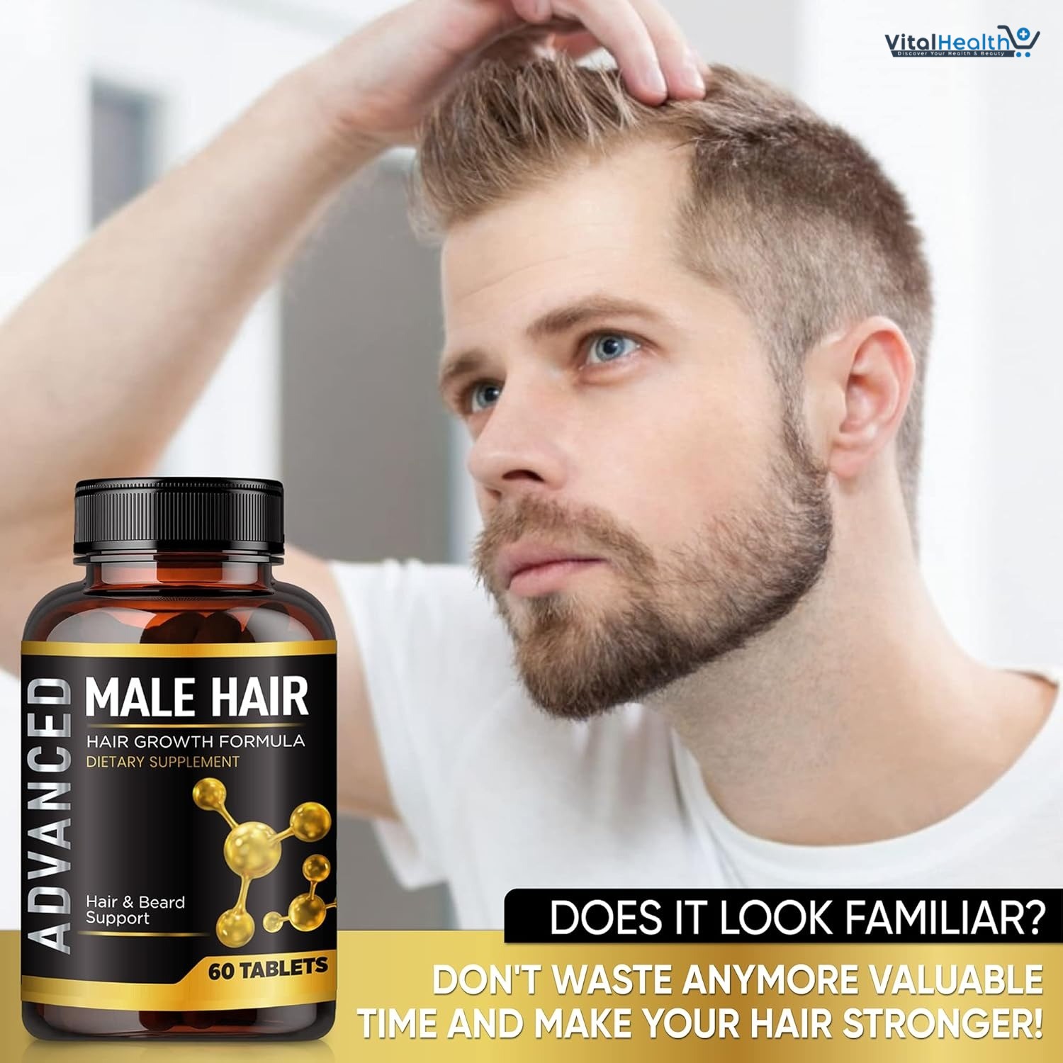 Hair Growth Vitamins With Biotin For Men-Anti Hair Loss Support Vitamins Pills thumbnail 5