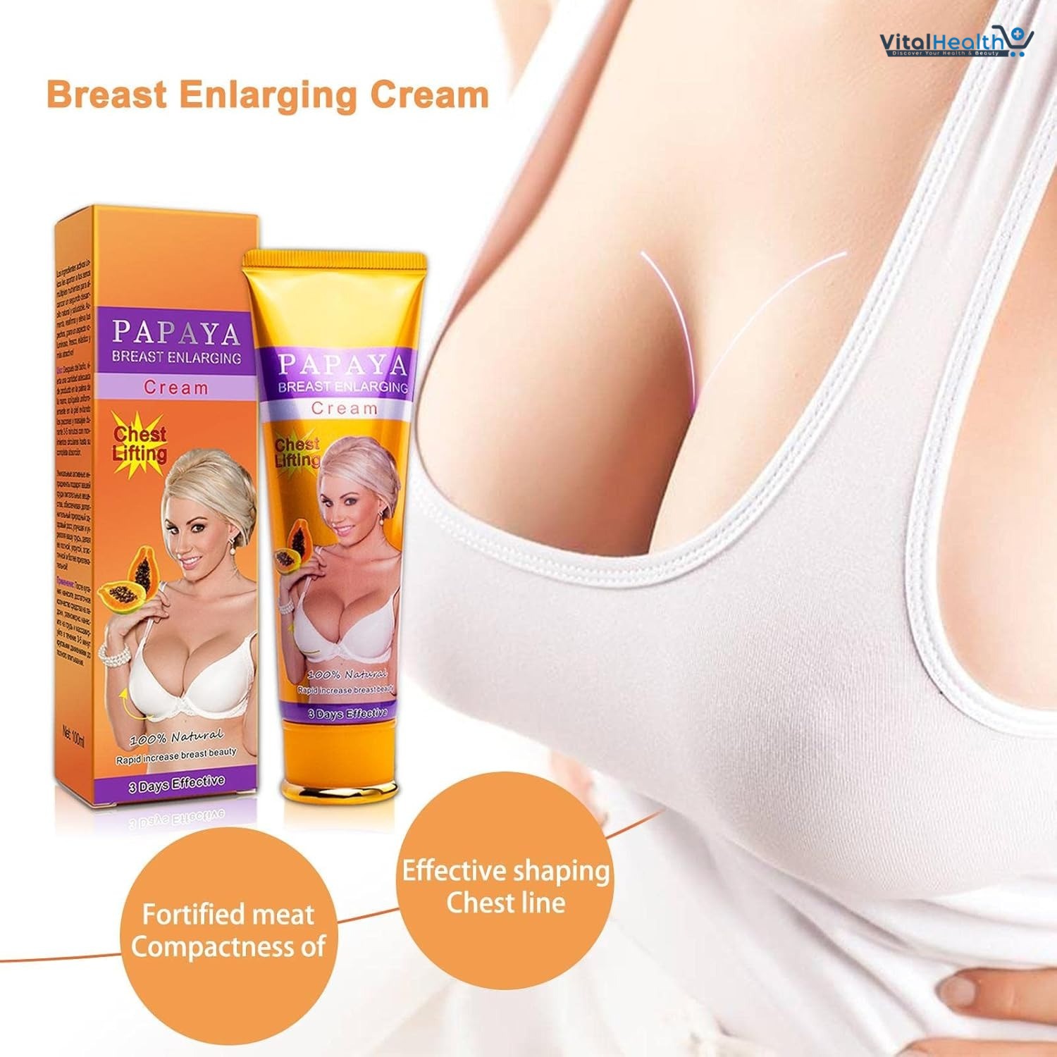 Firulab Papaya Breast &amp; Hip Enlargement Cream Plumping Cream to Enhance Chest and Hips thumbnail 2