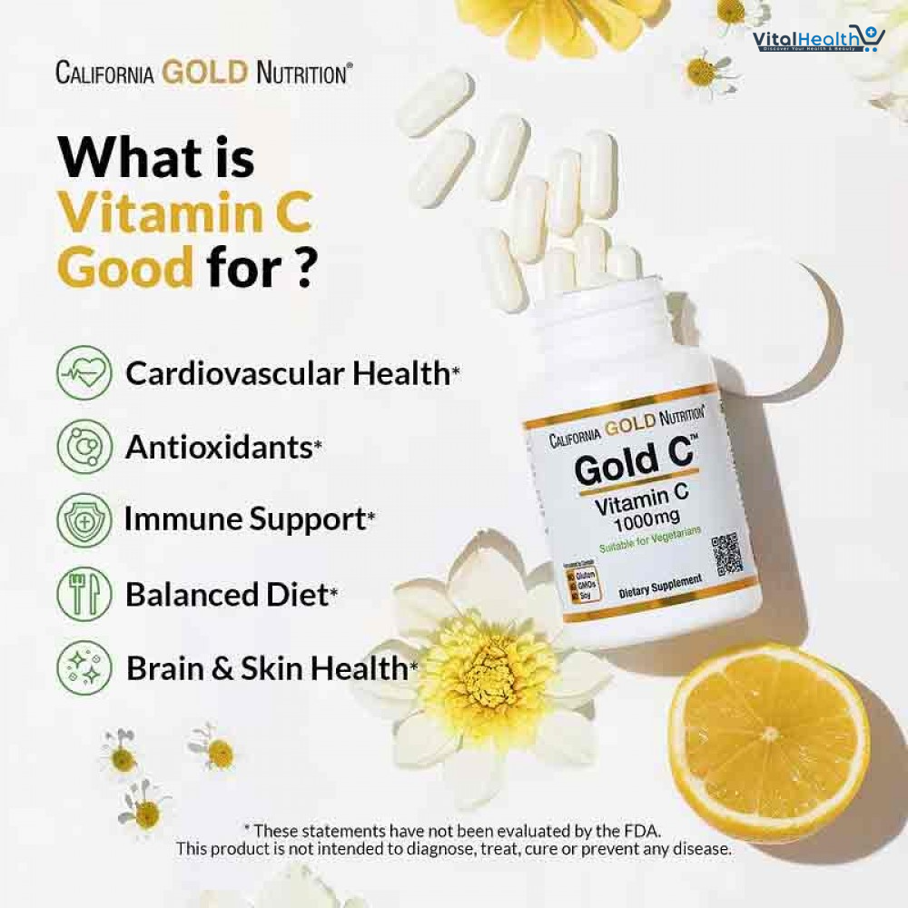 California Gold Nutrition Gold C®, USP Grade Vitamin C, 1,000 mg, 60 Veggie Capsules thumbnail 3