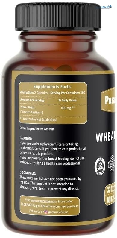 Puranicals Wheatgrass Premium 960 Capsules Non-GMO and Gluten Free | Herbal Supplement | 600 mg Per Serving | Made with 100% Herb Wheat Grass thumbnail 5