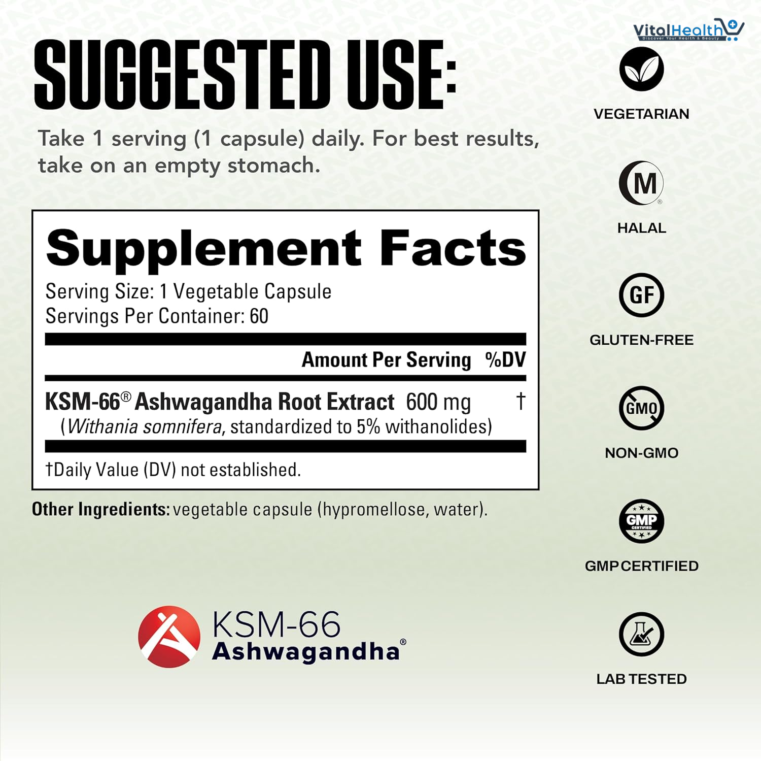 NutraBio Ashwagandha KSM-66 | Ashwagandha Herbal Supplement for Stress, Mood, &amp; Performance | 600 MG of Clinically Studied KSM66 60 Capsules thumbnail 4