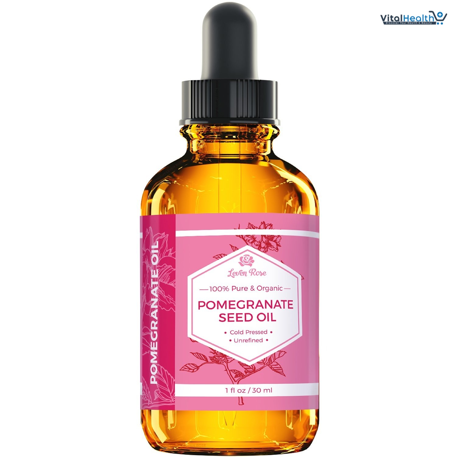 Leven Rose Pomegranate Seed Oil, 100% Pure Unrefined Cold Pressed Antioxidant Moisturizer for Hair Skin and Nails 1 oz thumbnail 6