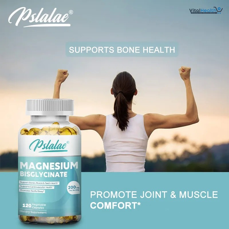 Pslalae Magnesium Bisglycinate 200mg _ 120 Capsules - Essential Mineral | Non-GMO &amp; Gluten-Free Capsules thumbnail 4