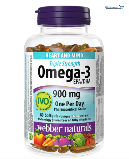Webber Naturals Omega-3 Fish Oil 900mg 120 Softgels Supports Heart, Cognitive, and Joint Health thumbnail 3