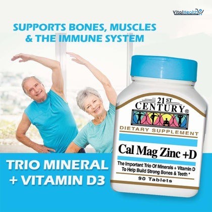 21st Century Calcium Magnesium Zinc +D Tablets, 90 Count for Bone Health thumbnail 7