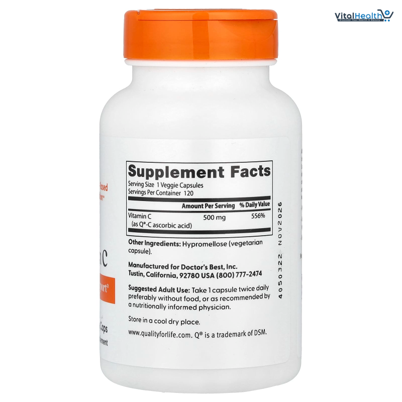 Doctor's Best Best Vitamin C 500mg, 120 Count thumbnail 5