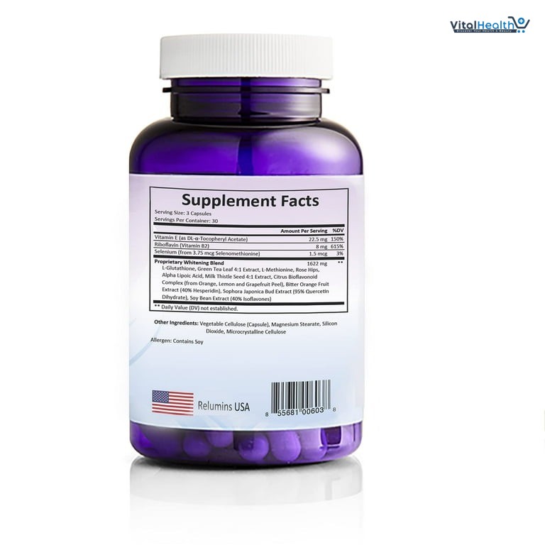 Relumins Advance White Active Glutathione Complex 1650mg _ 90 Veggie Capsules thumbnail 3