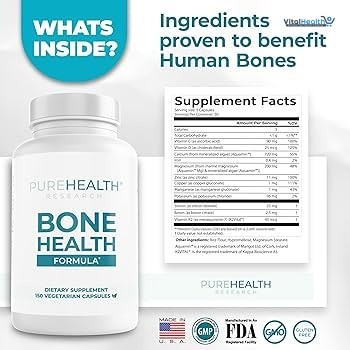 PUREHEALTH RESEARCH Bone Health Formula Calcium &amp; Magnesium Supplement - with Iron, Zinc, Copper, Vitamin D, C, K2 &amp; More - Bone &amp; Joints Vitamins for Women &amp; Men, 150 Capsules thumbnail 7