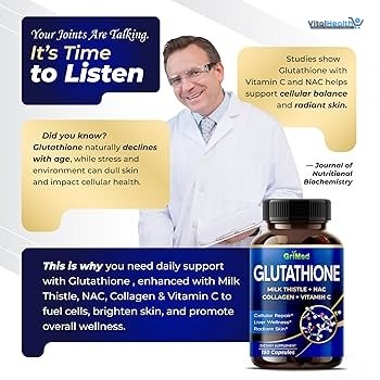GriMed Glutathione 11,200mg - X10 Power with Milk Thistle, NAC, Collagen, Vitamin C - Cellular Wellness, Radiant Skin - USA Made &amp; Tested 150 Count thumbnail 6