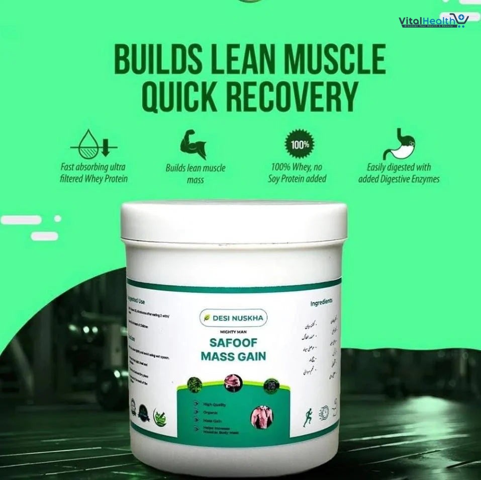 Desi Nuskha Mighty Man Safoof Mass Gain - Natural Muscle Builder and Lean Mass Gainer Supplement for Fast Recovery and Strength (200ml) thumbnail 2