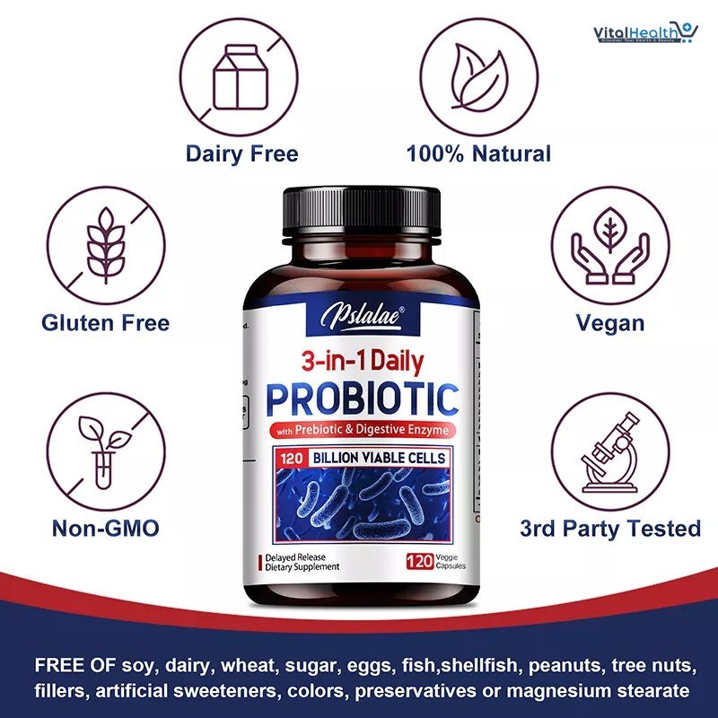 Pslalae Probiotic Capsules - Prebiotics/Probiotics, Digestive Immune Health, Gut Health thumbnail 8