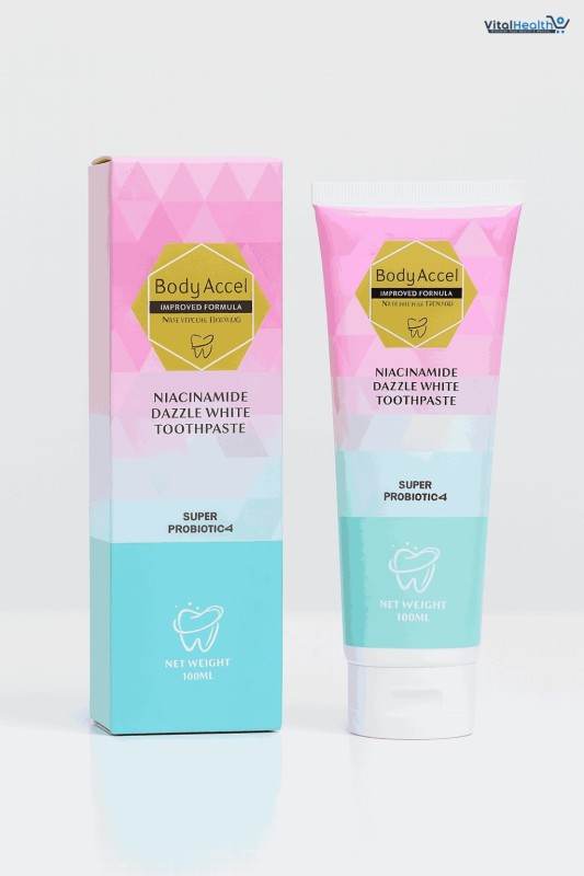 Body Accel Niacinamide Whitening Toothpaste 100ml – Advanced Stain Removal With Probiotics For Bright Smile &amp; Fresh Breath thumbnail 2