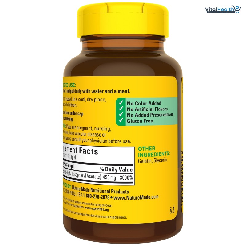Nature Made Vitamin E 1000 IU 450mg (dl-Alpha) Softgels 60 Ct thumbnail 3