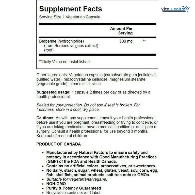 Natural Factors WellBetX Berberine 500mg - Supports Metabolic Health - Formula Supports Healthy Heart - 120 Capsules thumbnail 6