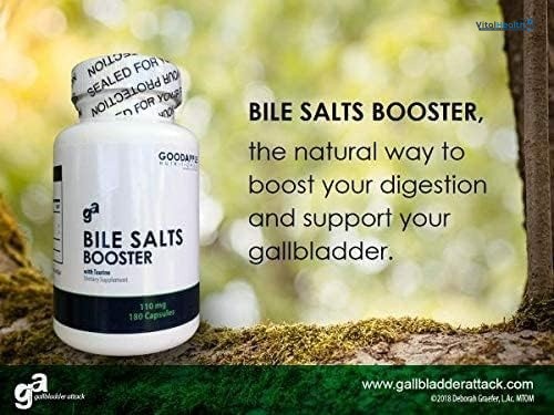 Bile Salts Booster | Supports Gallbladder/No Gallbladder | Ox Bile &amp; Taurine Gallbladder Supplement | Gas &amp; Bloating | Digestive Aid Especially fats | 180 Capsules - 110 mg