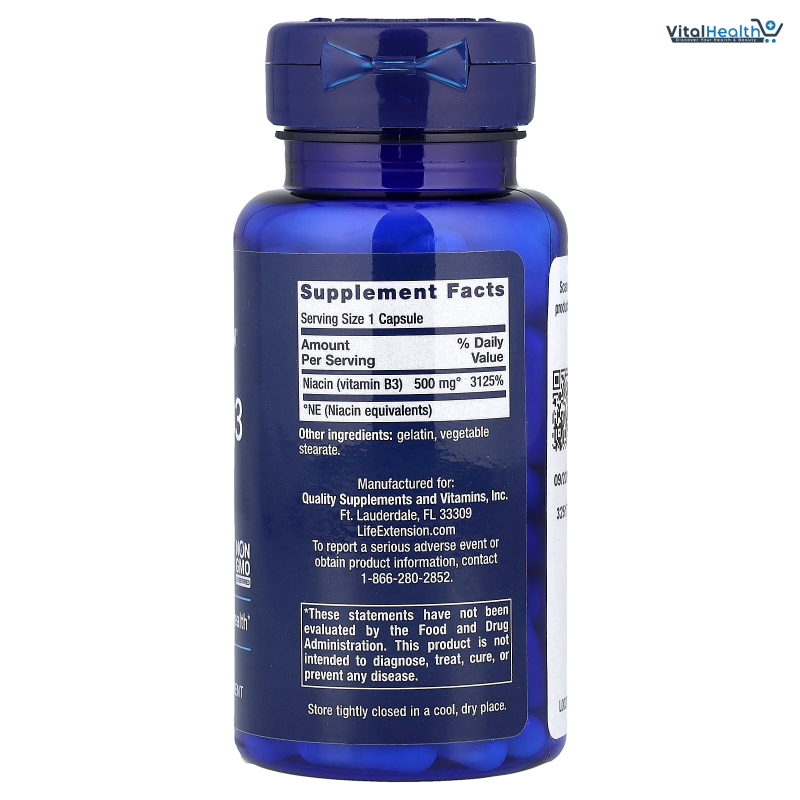 Life Extension Vitamin B3 Niacin 500 Mg - 100 Caps
