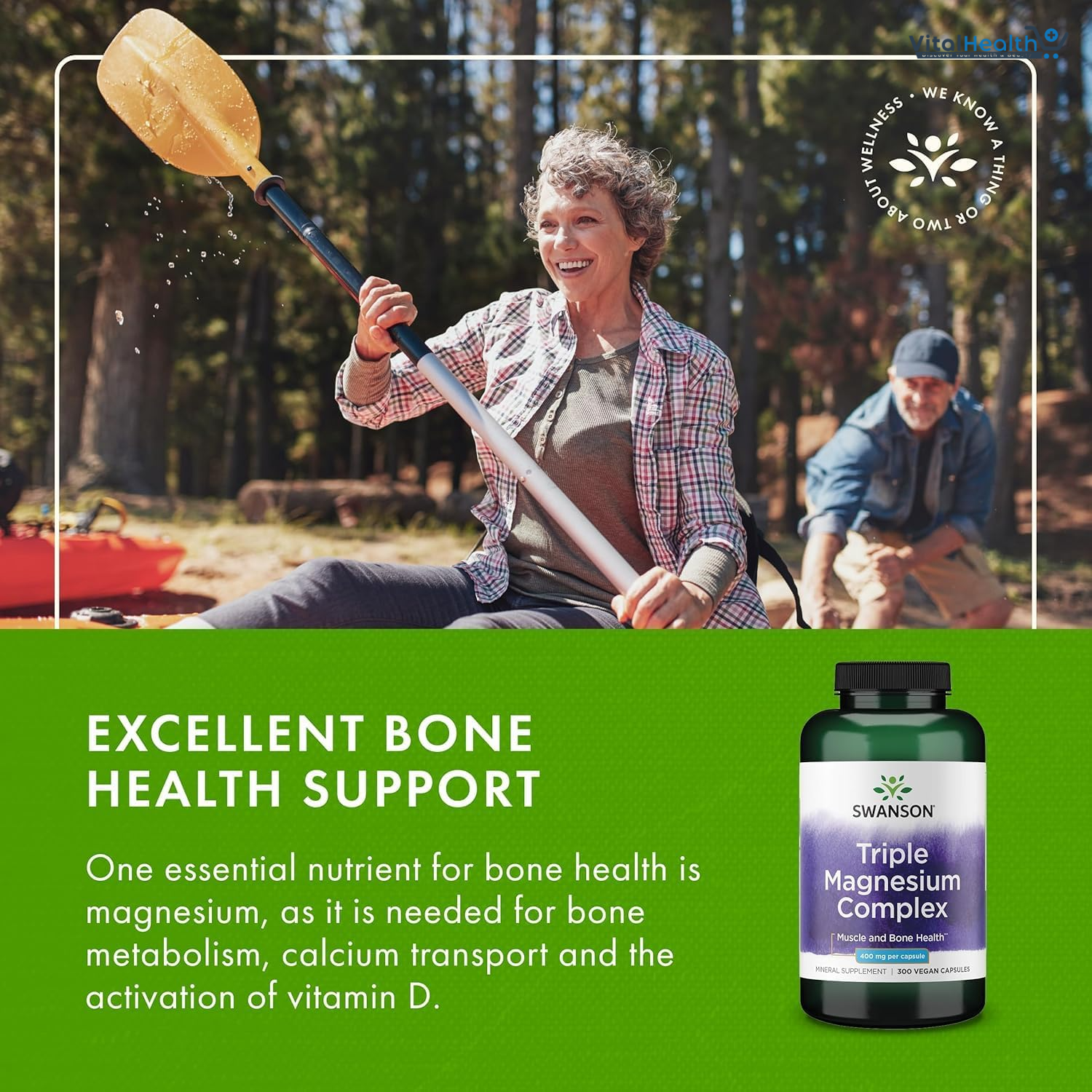 Swanson Triple Magnesium Complex - 400mg Supplement for Optimal Bone Health and Absorption - Citrate, Oxide, and Aspartate - Triple Magnesium Supplement (300 Capsules)