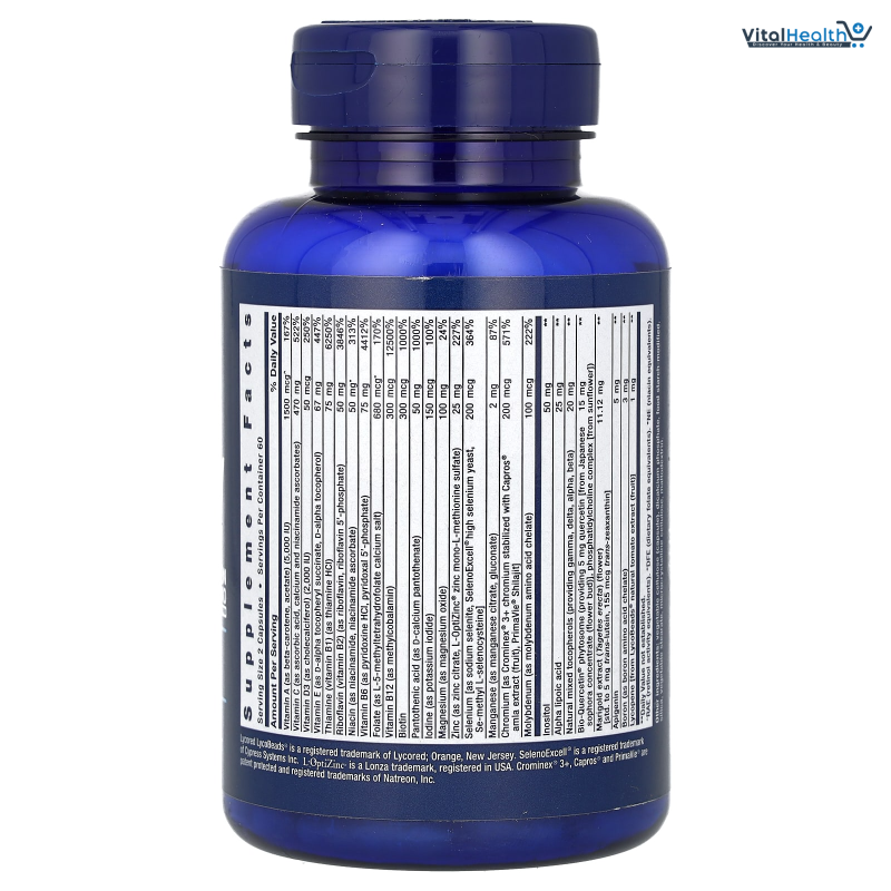 Life Extension Two-Per-Day Multivitamin, Vitamins B, C, D, zinc, Packed with Over 25 Vitamins, Minerals &amp; extracts, Two-Month Supply, Non-GMO, Gluten-Free, 120 Capsules