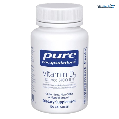Pure Encapsulations Vitamin D3 10 mcg (400 IU) - Supplement to Support Bone, Joint, Breast, Heart, Colon &amp; Immune Health - with Premium Vitamin D - 120 Capsules