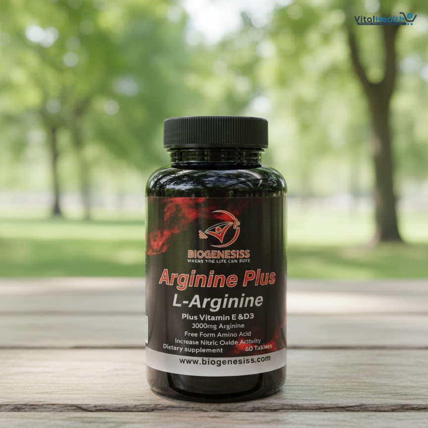 Biogenesiss Arginine Plus Premium L-Arginine Complex with Vitamins E &amp; D3 60 Tablets
