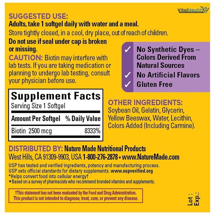 Nature Made Maximum Strength Biotin 1000 mcg, Dietary Supplement may help support Healthy Hair, Skin &amp; Nails, 120 Softgels