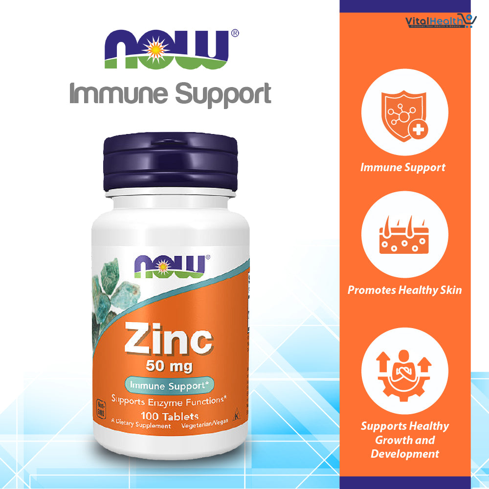 NOW FOODS Zinc 50 mg 100 Tablets