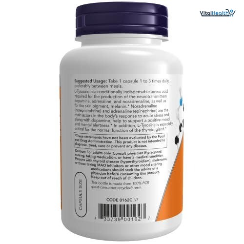 NOW Supplements, L-Tyrosine 500 mg, Supports Mental Alertness, Neurotransmitter Support, 120 Capsules