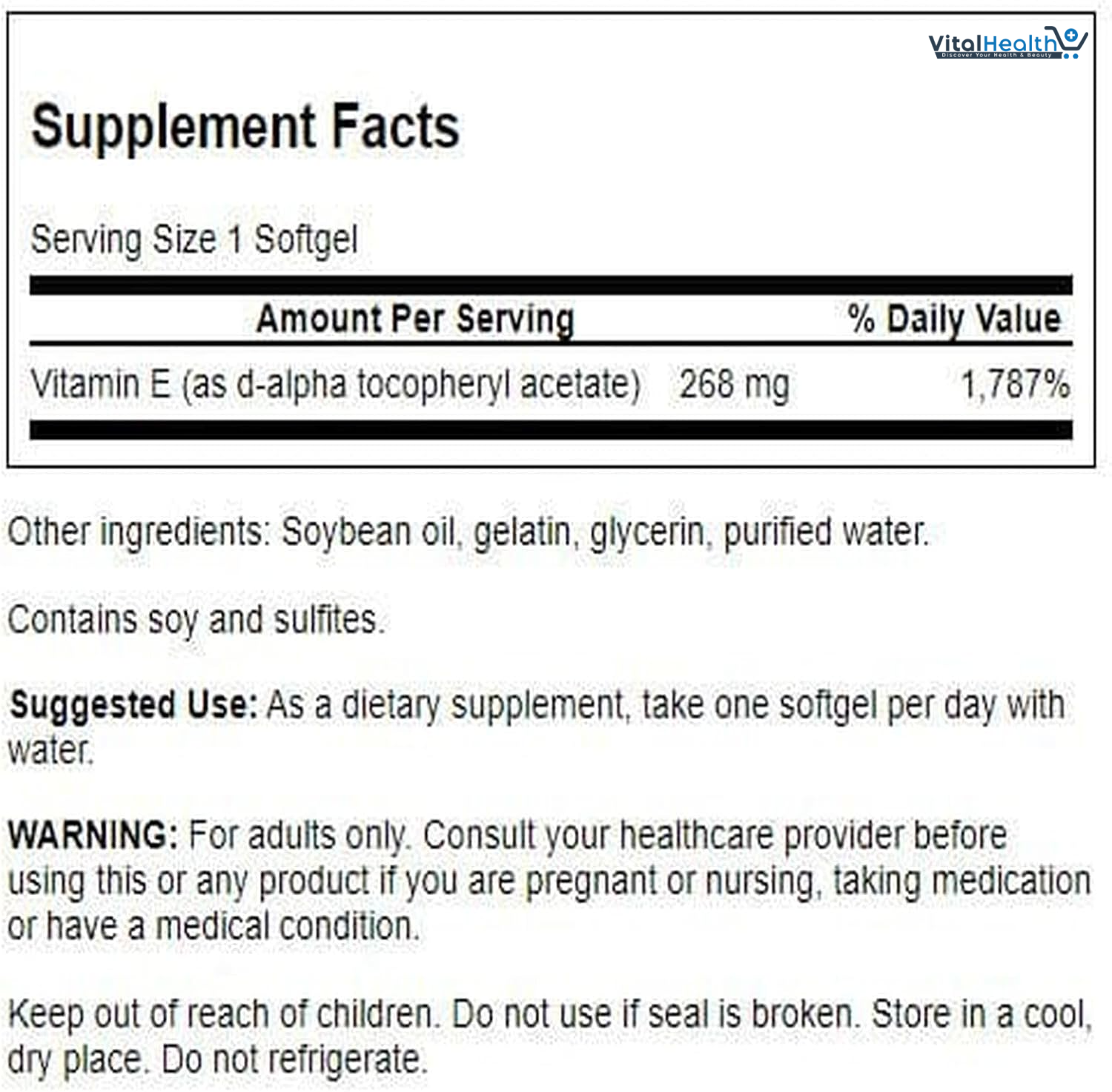 Swanson Natural Vitamin E 400 IU - Dietary Supplement for Daily Antioxidant Support - Can Support Immune System - Essential Nutrient and Vitamin Supplement (268 mg, 100 Softgels)