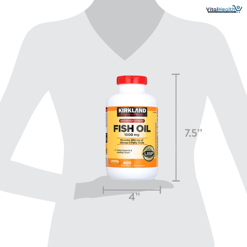 Kirkland Signature Omega-3 Fish Oil 400 Softgels Concentrate 1000 mg Fish Oil with 30% Omega-3s