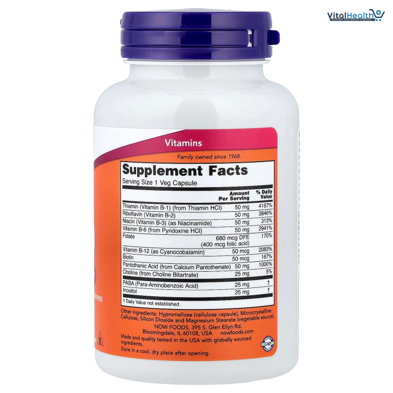 NOW Foods Vitamin B-50, Energy Production, Nervous System Health, 250 Veg Capsules