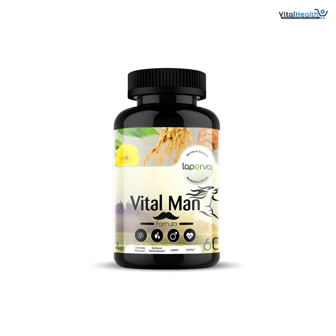 Laperva Vital Man 60 Tablets - with Tongkat Ali extract, L-Arginine HCL, Maca root extract, Panax Ginseng &amp; Eleuthero
