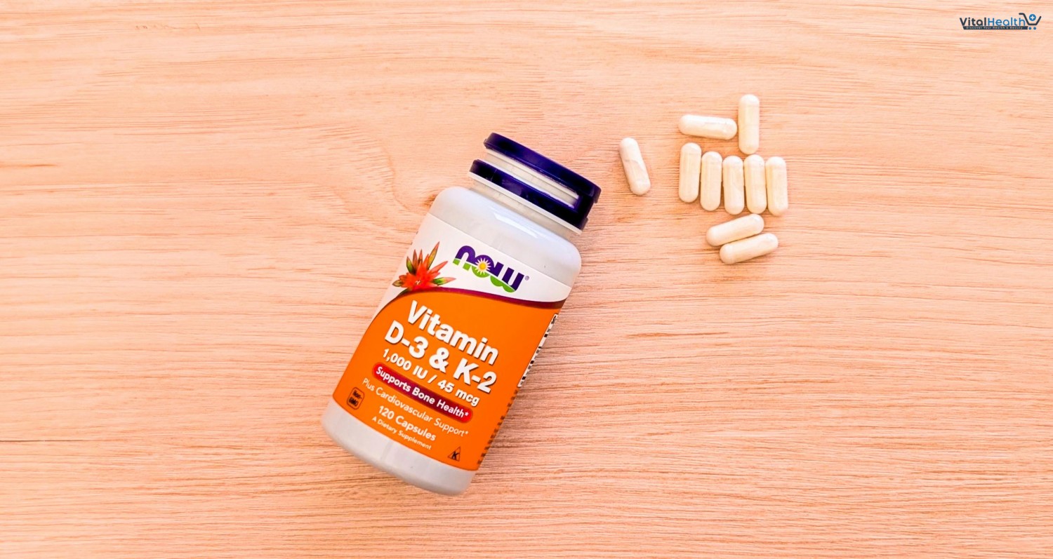 NOW Supplements, Vitamin D-3 &amp; K-2, 1,000 IU/45 mcg,Plus Cardiovascular Support, Supports Bone Health, 120 veg Capsules