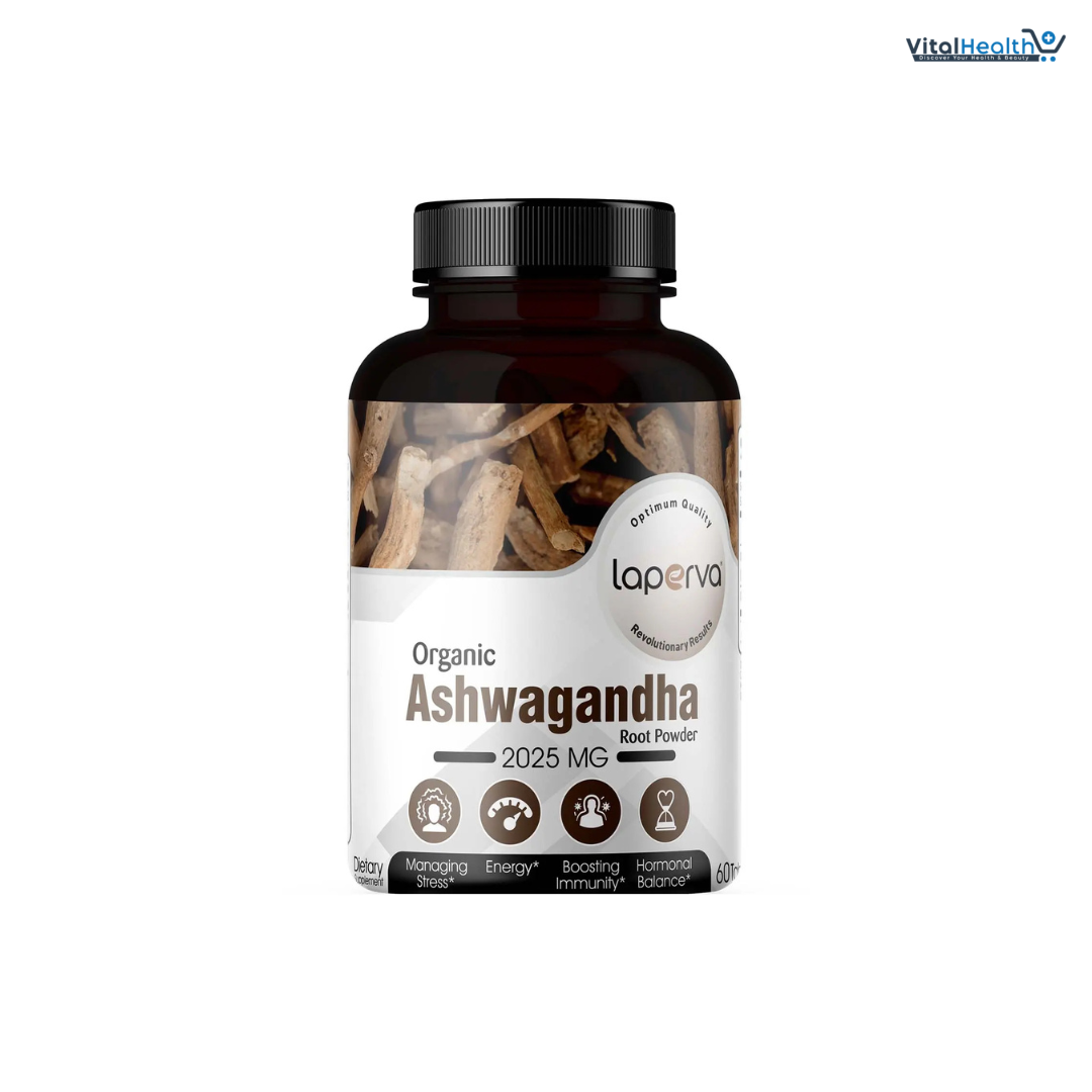 Laperva Organic Ashwagandha 2025 mg 60 Tablets - For Stress Management, Energy and Sleep Quality