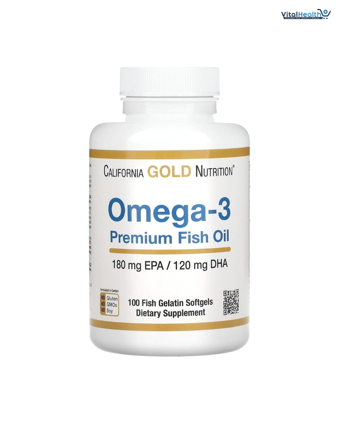 California Gold Nutrition Omega-3 Premium Fish Oil, Concentrated Formula with EPA &amp; DHA, Support for Optimal Lipid Profile &amp; Immune System, Gluten Free, Non-GMO, 100 Fish Gelatin Softgels