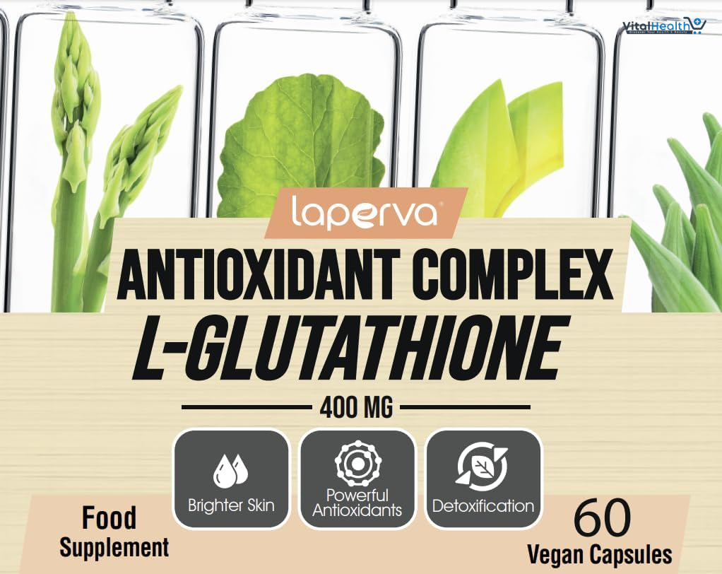 Laperva Antioxidant Complex L Glutathione - Vegan &amp; Gluten-Free Formula for Comprehensive Wellness 60 Caps