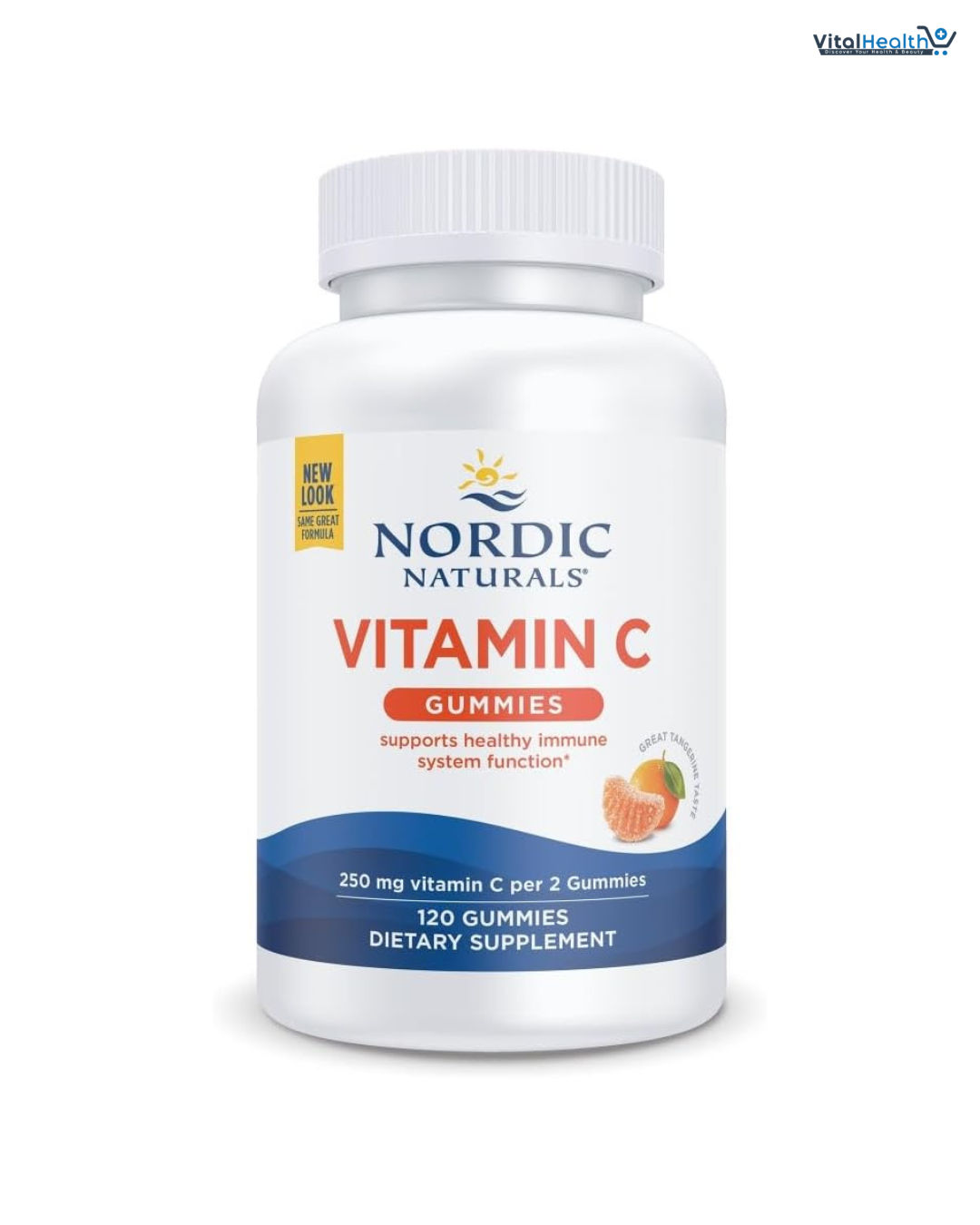 Nordic Naturals Vitamin C Gummies, Tart Tangerine - 120 Gummies - 250 mg Vitamin C - Immune Support, Antioxidant Protection, Child Growth &amp; Development - Non-GMO, Vegan - 60 Servings