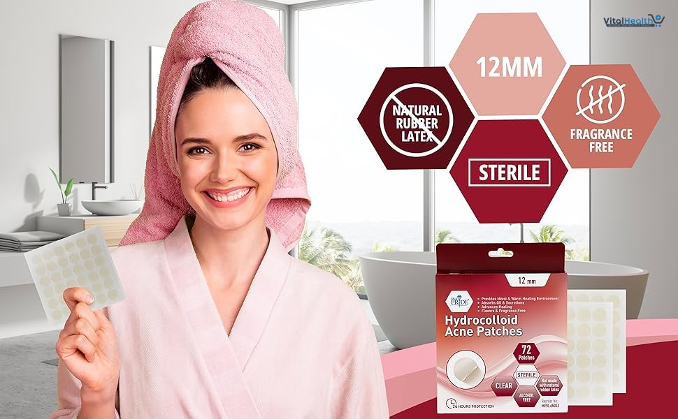 MED PRIDE Hydrocolloid Acne Patches 72 Pieces Absorb Oil &amp; Secretion Provides Moist