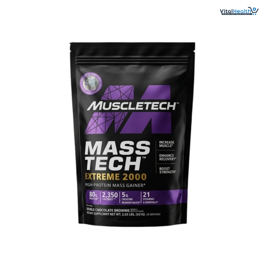Muscletech Mass Tech Xtreme 2000 Mass Gainer Powder – 2.03 lbs High-Calorie Muscle Builder Supplement