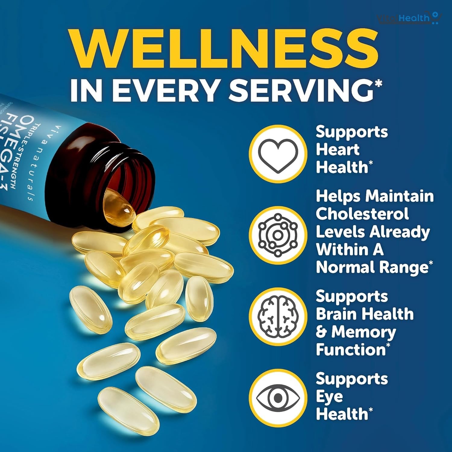 Viva Naturals Triple Strength Omega 3 Fish Oil 2500 mg High-Potency
