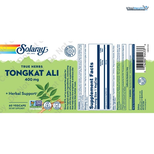 SOLARAY Tongkat Ali 400 mg - Longjack Tongkat Ali for Men - Herbal Support for Men's Health and Vitality - Vegan, Non-GMO, Lab Verified - 180 Servings, 180 VegCaps