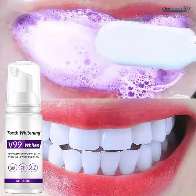 Mousse V99 Tooth Whitening Toothpaste Deep Cleaning Formula for Yellow Teeth and Stain Removal