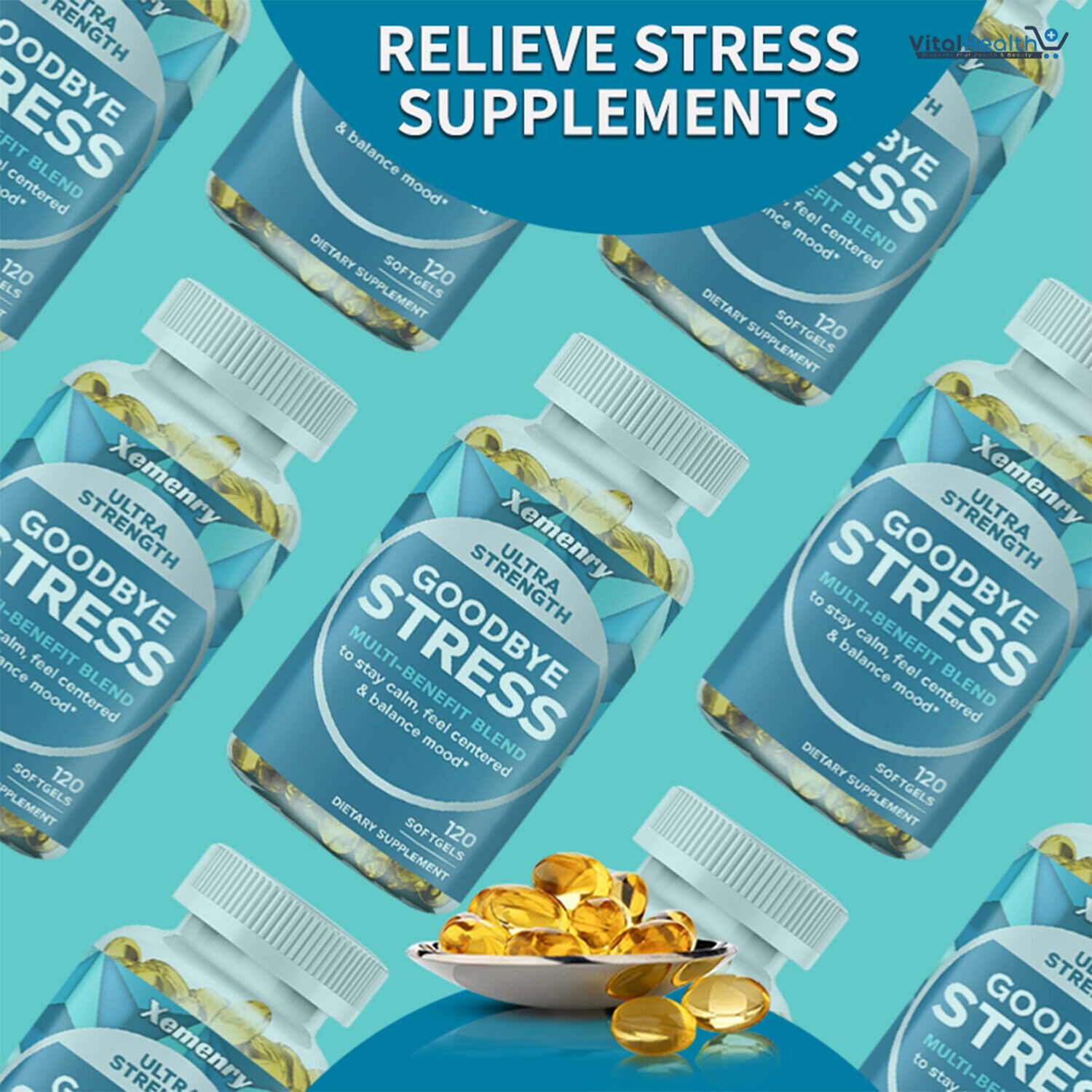 Xemenry Goodbye Stress Capsules With L-Theanine &amp; GABA To Stay Calm and Feel Concentrated