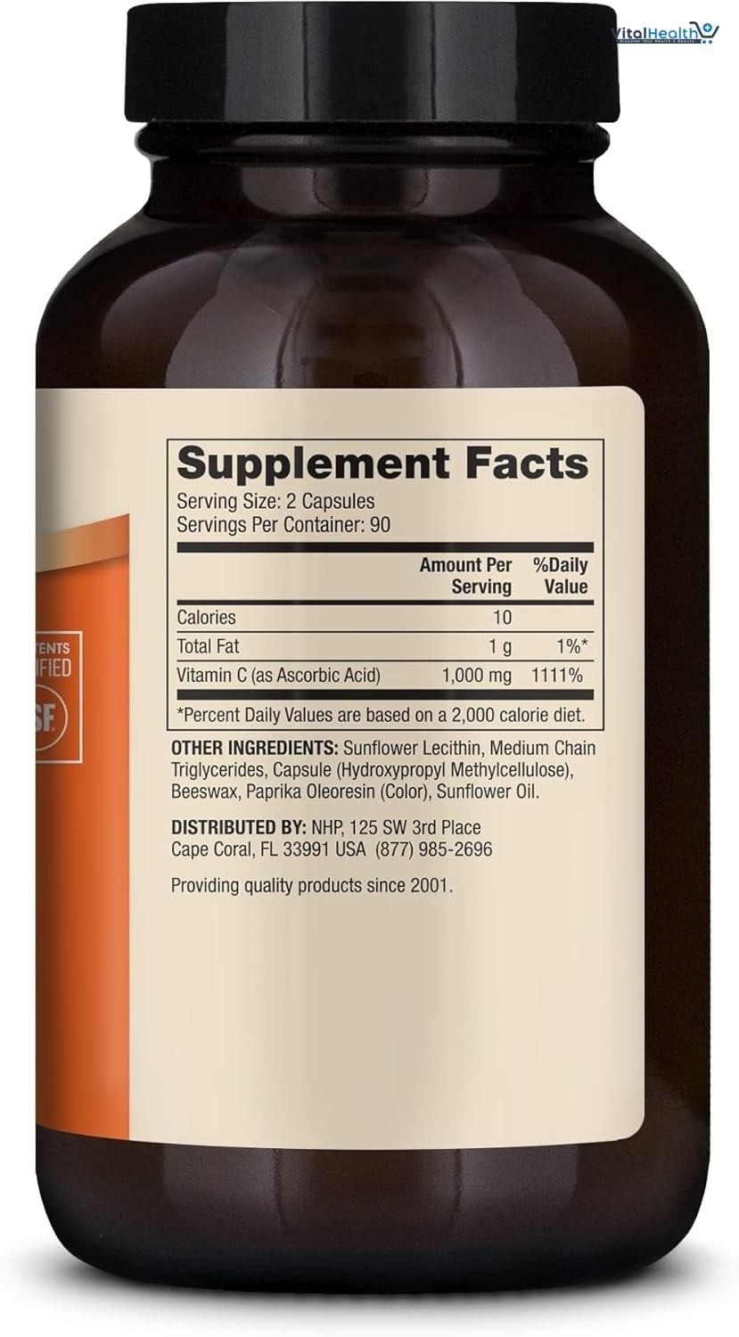 Dr. Mercola Liposomal Vitamin C - Brain, Heart, Eye &amp; Immune Support - Provides 1,000 mg of Bioavailable Vitamin C - Non-GMO, Gluten-Free &amp; Soy-Free - 180 Capsules (90 Servings)