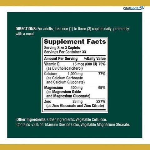 Nature's Bounty Calcium Magnesium Zinc with Vitamin D3 _ 100 Capsules