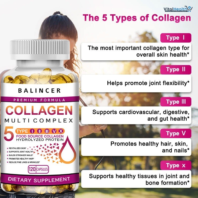 Balincer Collagen Multi Complex Capsules Brighten Skin Tone, Help Joint, Cartilage, Cardiovascular, Skin, Hair, Nails &amp; Digestive Health