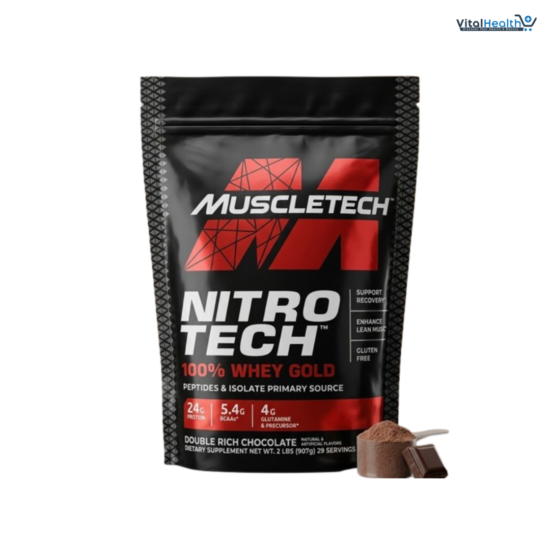 MUSCLETECH NITRO-TECH 100% Whey Gold Protein Powder 2lbs – Premium Whey Blend for Muscle Recovery &amp; Lean Muscle Support
