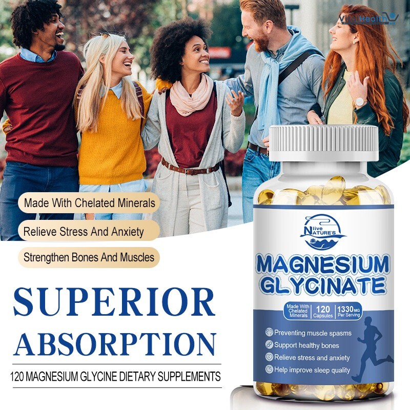 NATURE'S LIVE Magnesium Glycinate 1330mg 120 Capsules Highest Potency Buffered &amp; Chelated