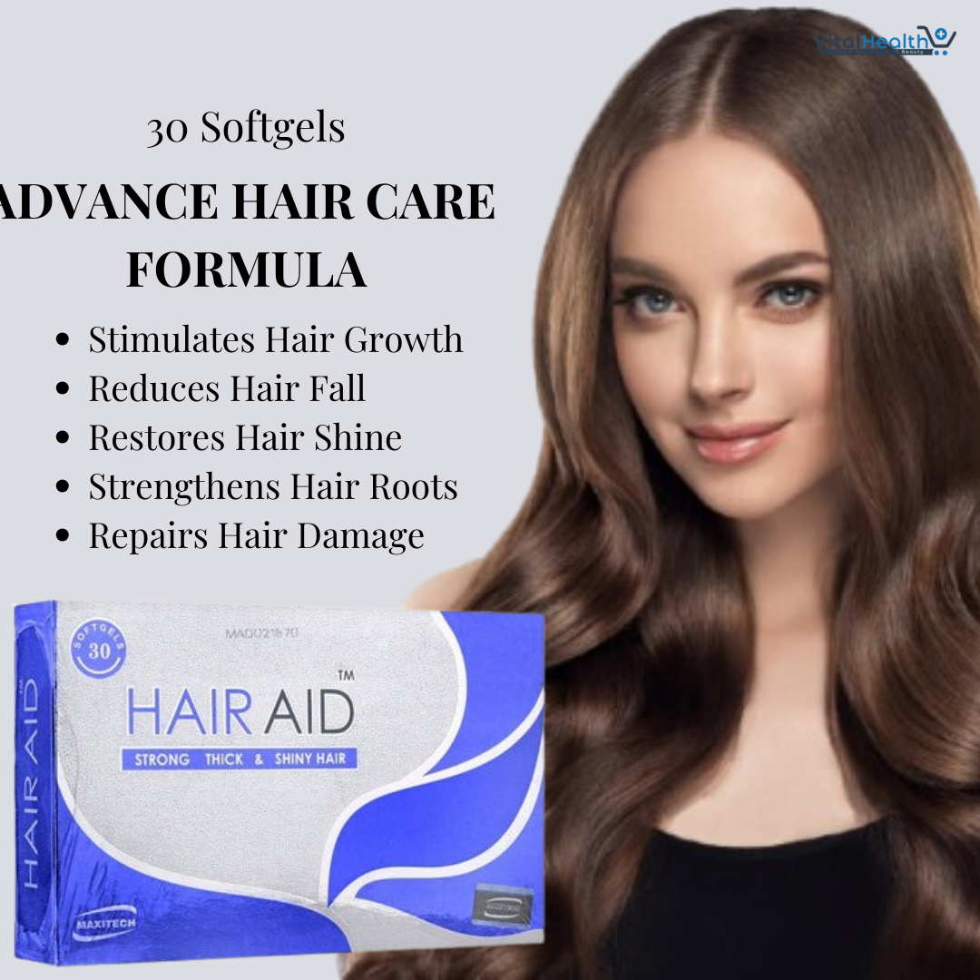 Maxitech Hair Aid Capsules For Healthier Hair, Radiant Skin &amp; Stronger Nails 30 Sofgels