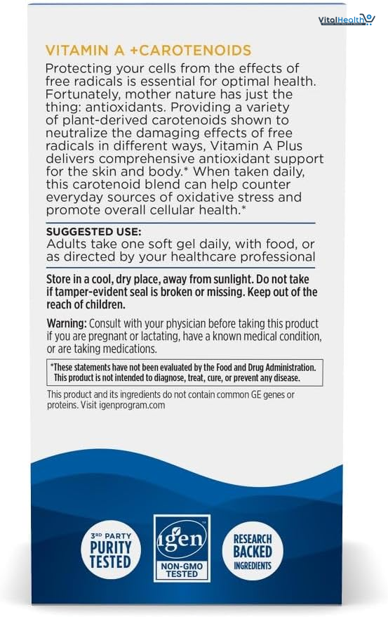 Nordic Naturals Vitamin A + Carotenoids, Unflavored - 30 Soft Gels - Lycopene &amp; Astaxanthin - Supports Skin, Cellular Health - Non-GMO - 30 Servings