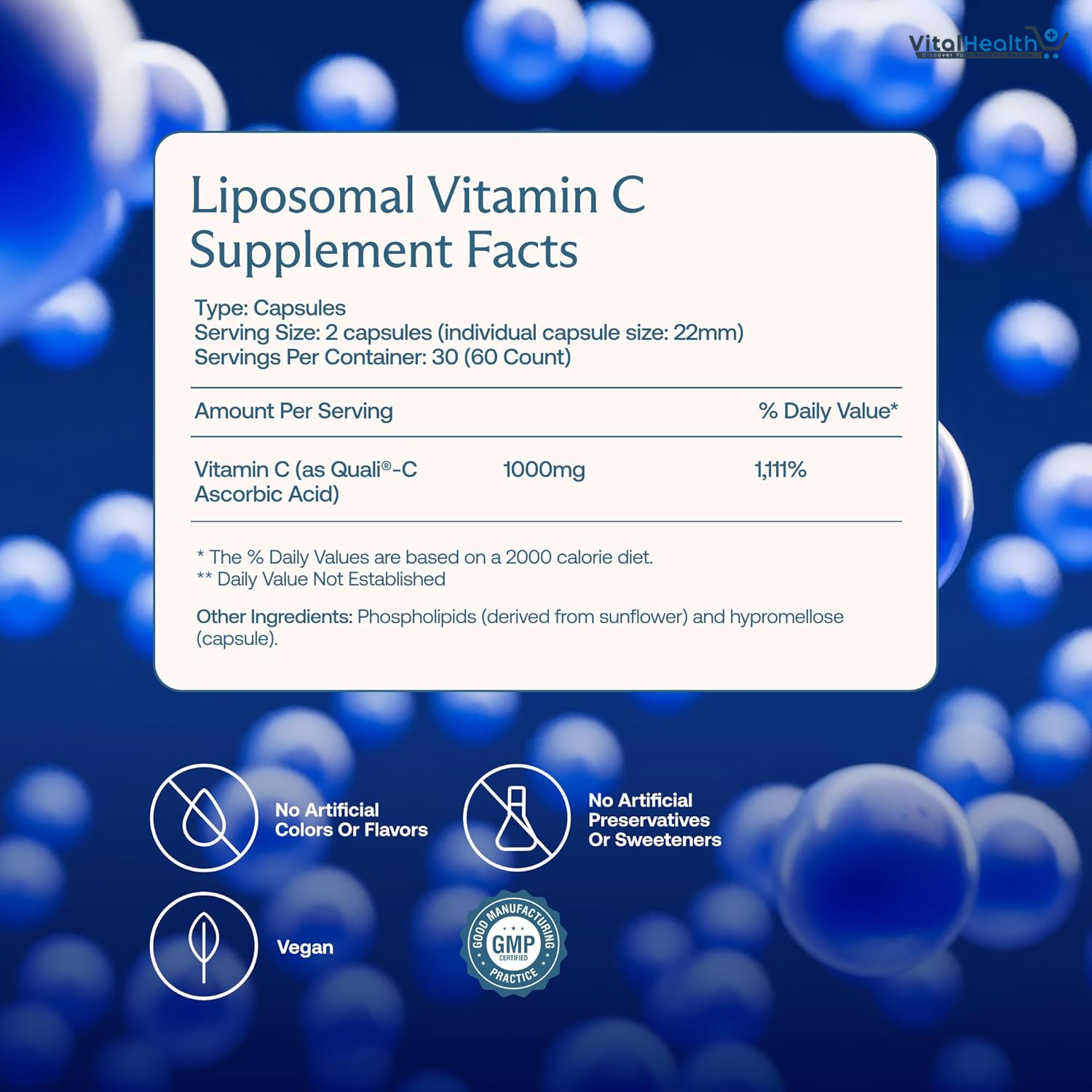 BodyBio Liposomal Vitamin C - Powerful Antioxidant for Immune Support and Cellular Health, 1,000 mg Pure Ascorbic Acid with Maximum Absorption 60 Capsules